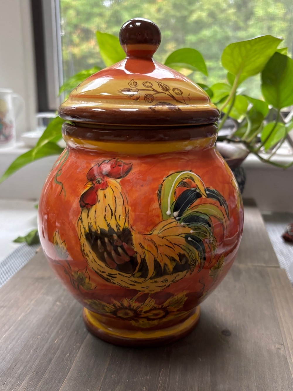 Orange Rooster Cannister with Lid by Maxcera Corp